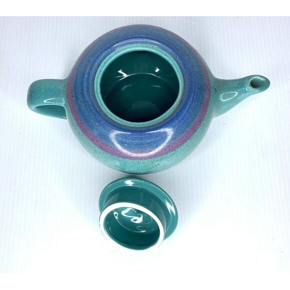 Blue Baldelli Hand Made Teapot With Stripe Italian Collectible Pottery Rare - Picture 5 of 8